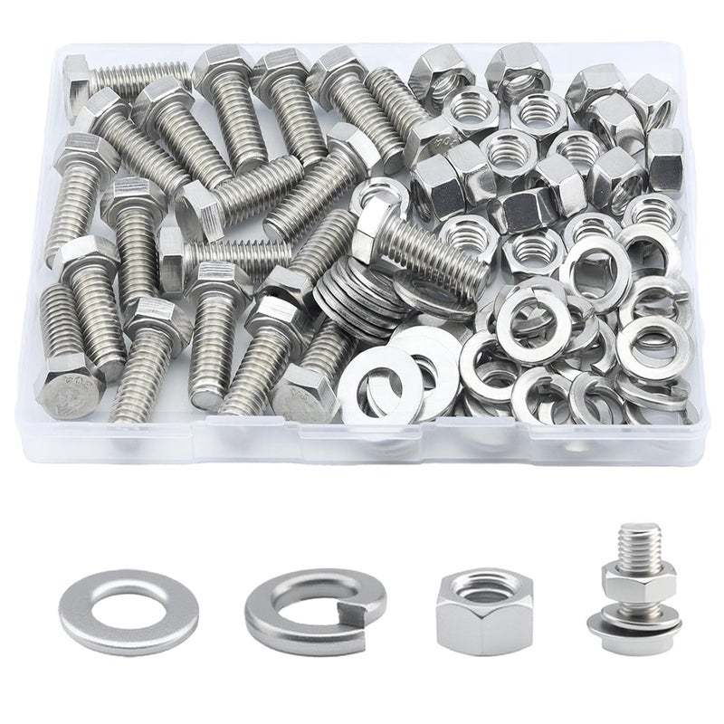 JROUTH 3/8-16 x1 SAE 304 Stainless Steel Hex Bolts Set（20PCS - Image 1